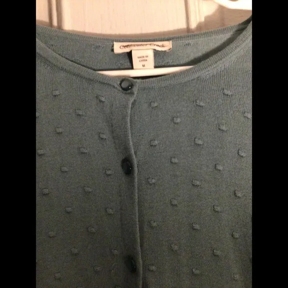 Coldwater Creek Green Swiss Dot Lightweight  Cardigan Size M - Picture 5 of 8